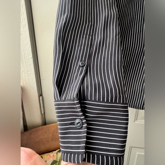 RAG & BONE  BLACK/WHITE STRIPE FELIX POPOVER 100% Silk Size SP - Picture 12 of 16